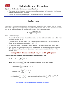 Calculus review - Derivative (ASU)