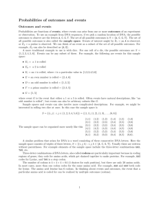 Probabilities of outcomes and events