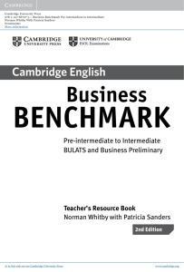 Business Benchmark 2 Pre Intermediate Teachers Resource Book
