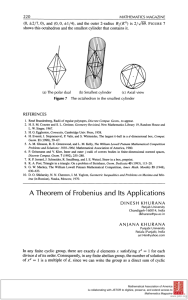 A Theorem of Frobenius and Its Applications
