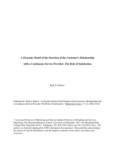 A Dynamic Model of the Duration of the Customer's Relationship