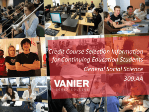 Credit Course Selection Information for Continuing
