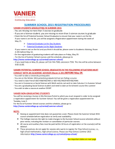 SUMMER SCHOOL 2015 REGISTRATION