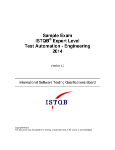 Sample Exam ISTQB Expert Level Test Automation
