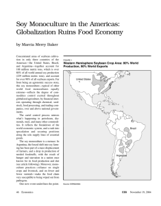 Soy Monoculture in the Americas: Globalization Ruins Food Economy