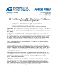 US Postal Service Reports $586 Million Net Loss in