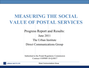 Measuring the Social Value of Postal Services: Progress Report and