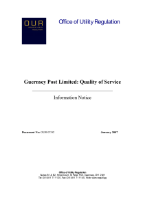 Guernsey Post: Quality of Service. Report on Consultation, Decision