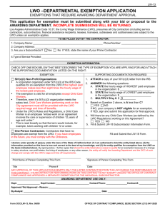 LW 13 - Departmental Exemption Application