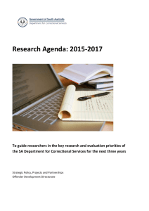 Research Agenda: 2015-2017 - Department for Correctional Services