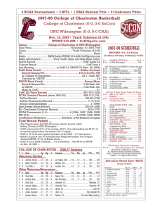 CofC at UNCW Game Notes - College of Charleston Athletics