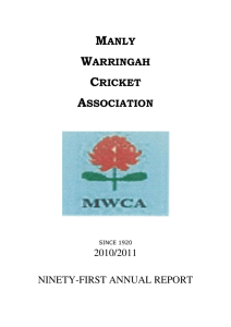 manly warringah cricket association 2010/2011 ninety