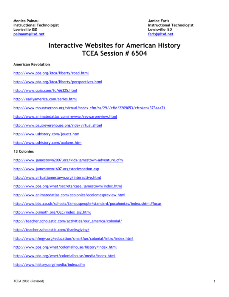 history interactive websites