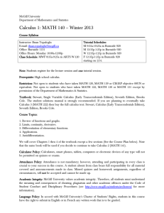 Calculus 1: MATH 140 – Winter 2013