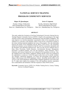 NATIONAL SERVICE TRAINING PROGRAM COMMUNITY SERVICES