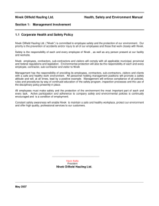 Nivek Oilfield Hauling Ltd. Health, Safety and Environment Manual