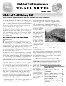 Klickitat Trail Conservancy Trail Notes Klickitat Trail History 101