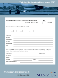 Training Registration Form – year 2015 Amsterdam, the Netherlands