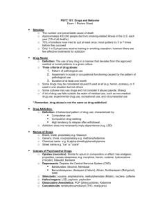 PSYC 181: Drugs and Behavior Exam 1 Review Sheet