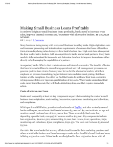 Making Small Business Loans Profitably
