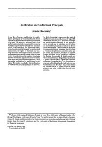 Ratification and Undisclosed Principals