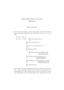 Information theory exercises Solutions