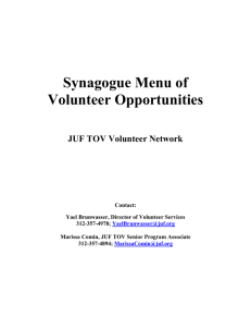 Synagogue Menu of Volunteer Opportunities