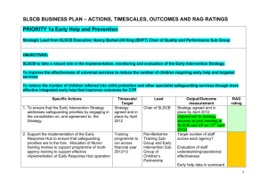 slscb business plan – actions, timescales