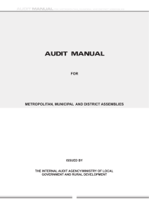 Audit manual for Metropolitan, Municipal and District Assemblies