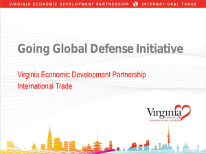 Going Global Defense Initiative - Virginia Economic Development