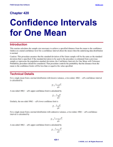 Confidence Intervals for One Mean