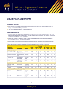 Liquid Meal Supplements - Australian Sports Commission