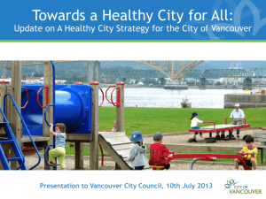 Council presentation - Healthy City Strategy