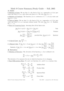 Math 9 Course Summary/Study Guide — Fall, 2005
