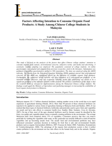 Factors Affecting Intention to Consume Organic Food Products