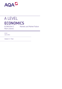 A-level Economics Mark scheme Unit 01