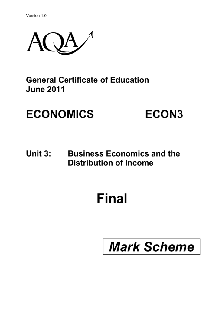higher economics assignment marking scheme