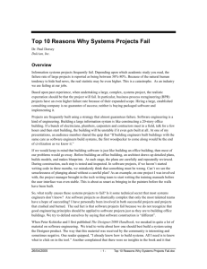 Top 10 Reasons Why Systems Projects Fail
