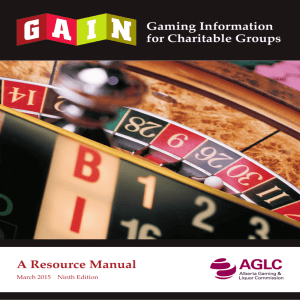 Gaming Information for Charitable Groups A Resource Manual