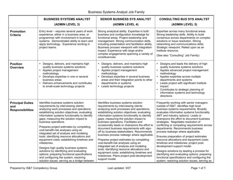 business-systems-analyst-job-family