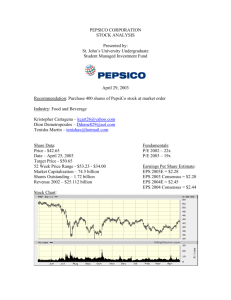 PEPSICO CORPORATION STOCK ANALYSIS Presented by: St