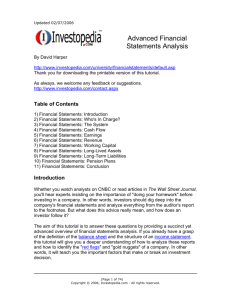Investopedia - Advanced Financial Statements Analysis