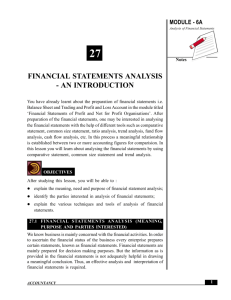 financial statements analysis - an introduction