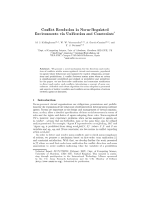 Conflict Resolution in Norm-Regulated Environments via Unification