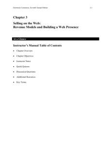 Chapter 3 Selling on the Web: Revenue Models and Building a Web
