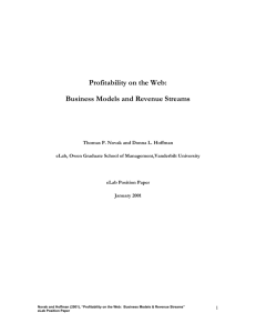 Profitability on the Web: Business Models and Revenue Streams