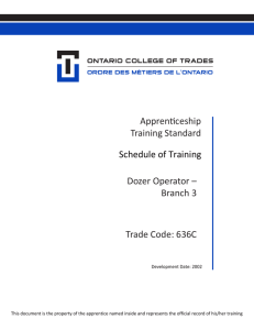 Schedule of Training - Ontario College of Trades