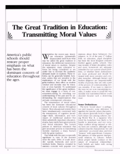The Great Tradition in Education: Transmitting Moral Values