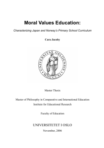 Moral Values Education: Characterizing Japan and Norway's