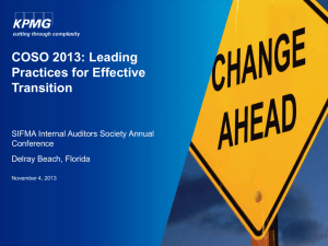 COSO 2013: Leading Practices for Effective Transition